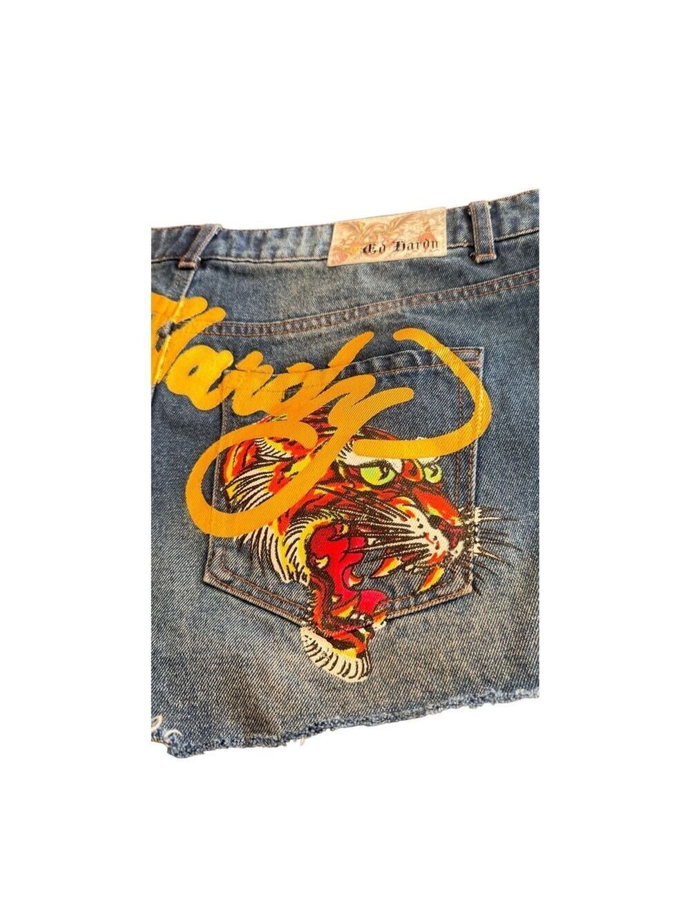 Vintage Ed Hardy Denim Mini Shorts - Picture 2 of 14